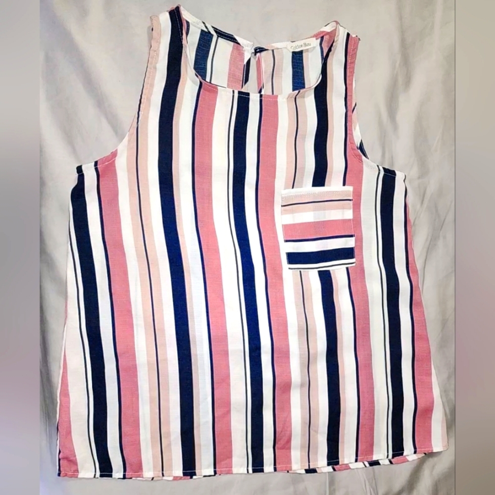 Cotton Bleu Stripe Tank (Women)